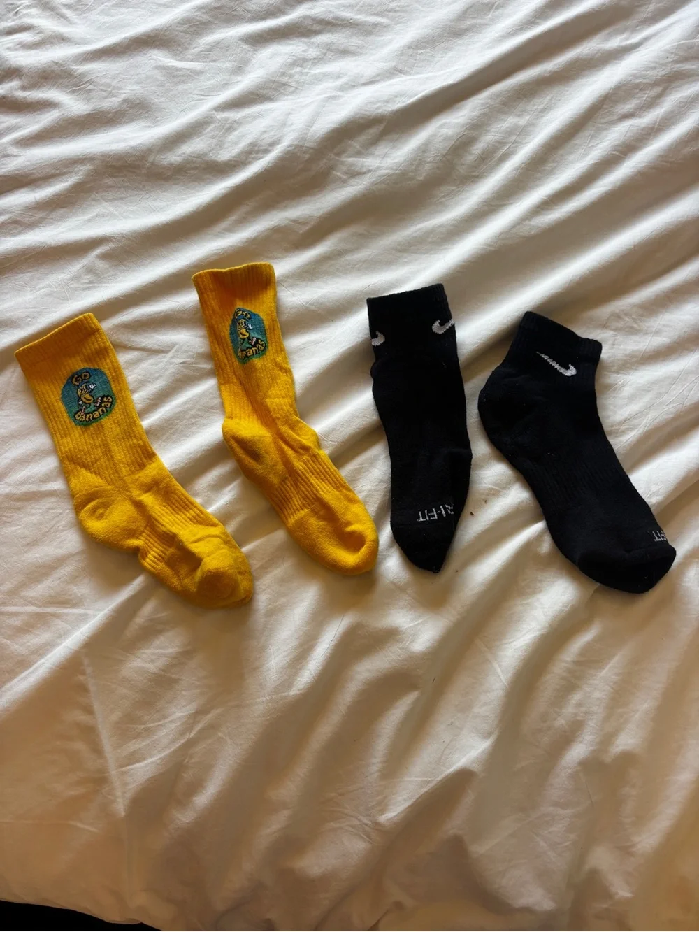 Nike Yellow Graphic Crew Socks and Black Nike Ankle Socks